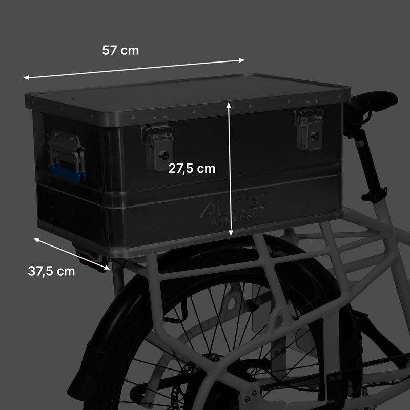 Alutec Transportbox aus Aluminium mit Deckel für Cargo E-Bikes
