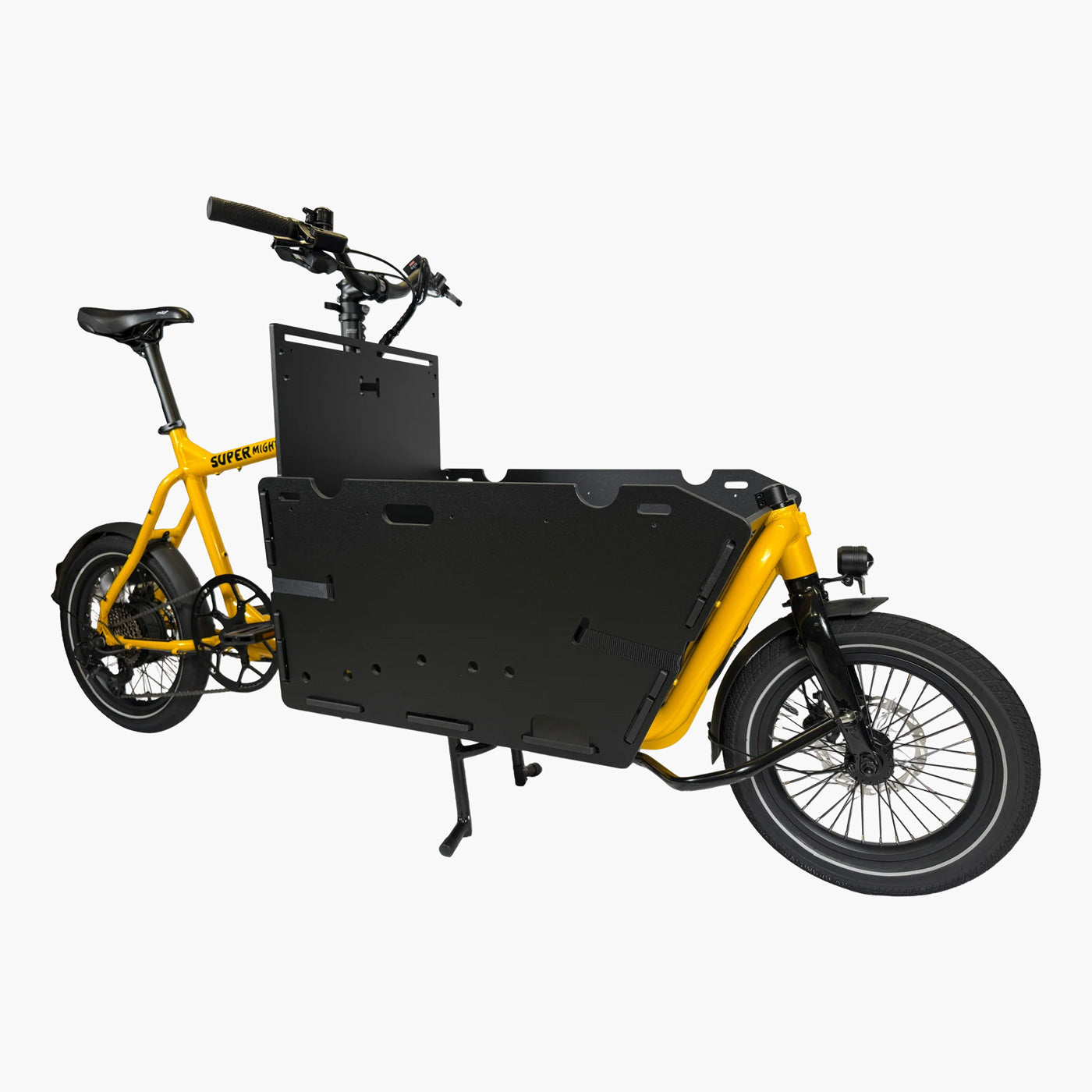Super Mighty E-Lastenrad mit Transportbox aus Kunststoff mit Klicksystem
