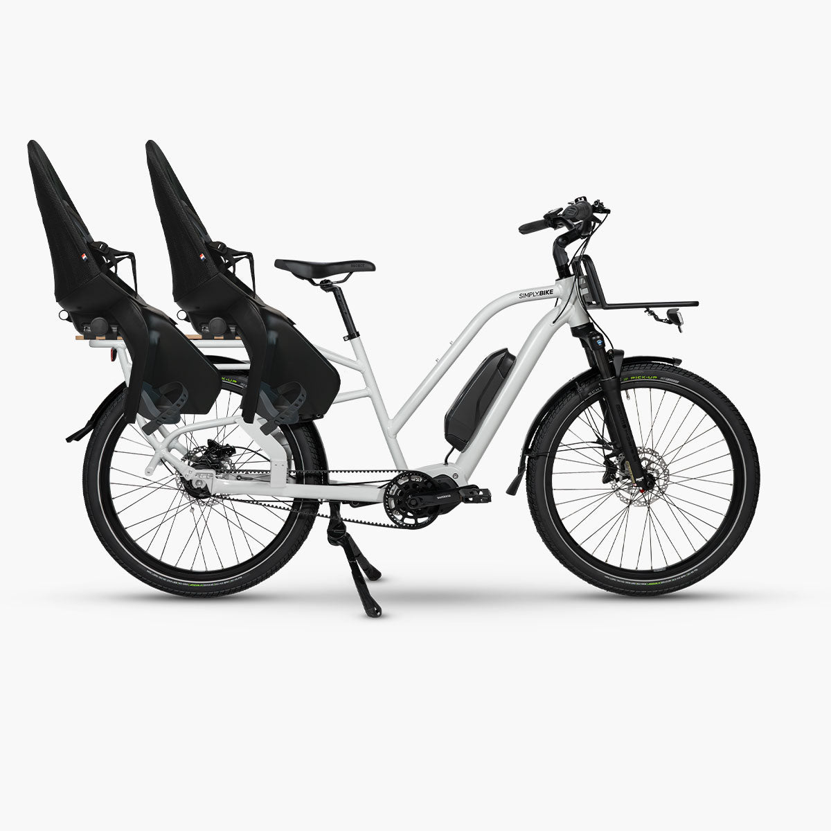 Simply.Lift STEPS Cargo E-Bike mit zwei Kindersitzen Qibbel Air.