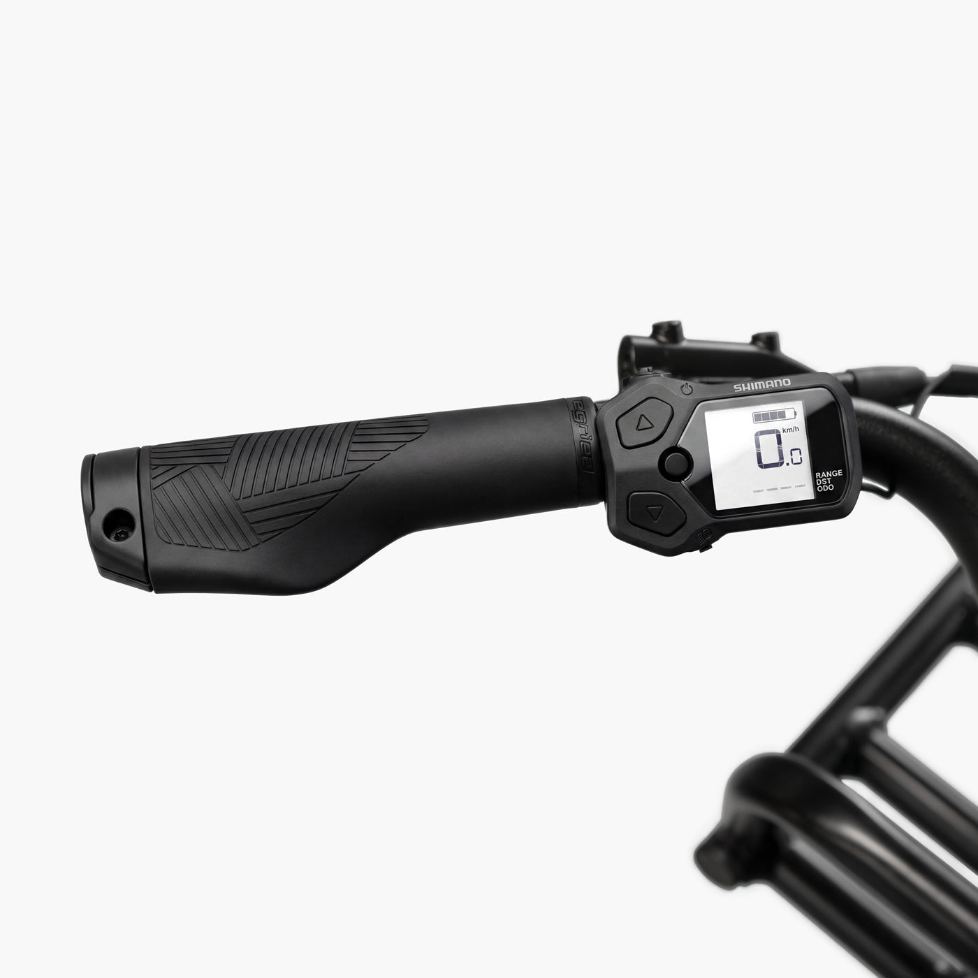 Shimano Display und ergonomischer Griff am Lenker des Simply.Lift EP6, Detailansicht