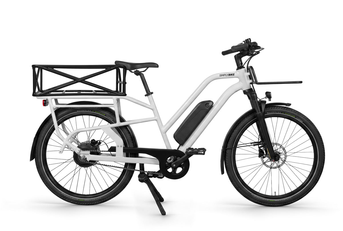 Simply.Lift URBAN Lastenrad mit Aluminium-Heckkorb für den Transport