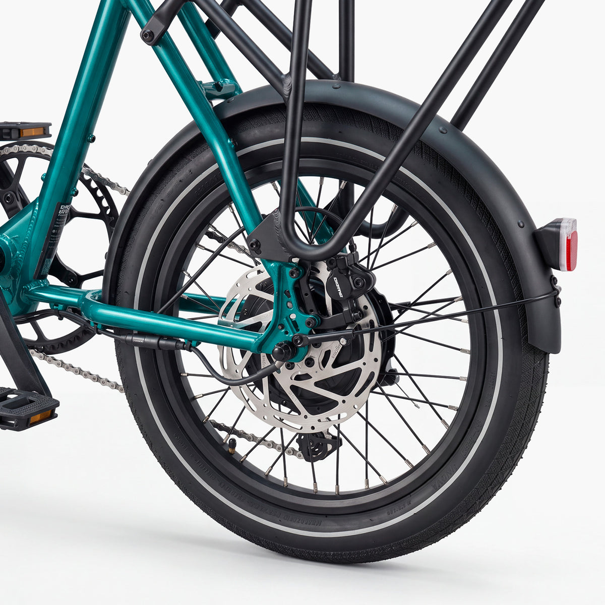 Super Mighty kompaktes E-Lastenrad in Petrol Metallic mit Scheibenbremsen
