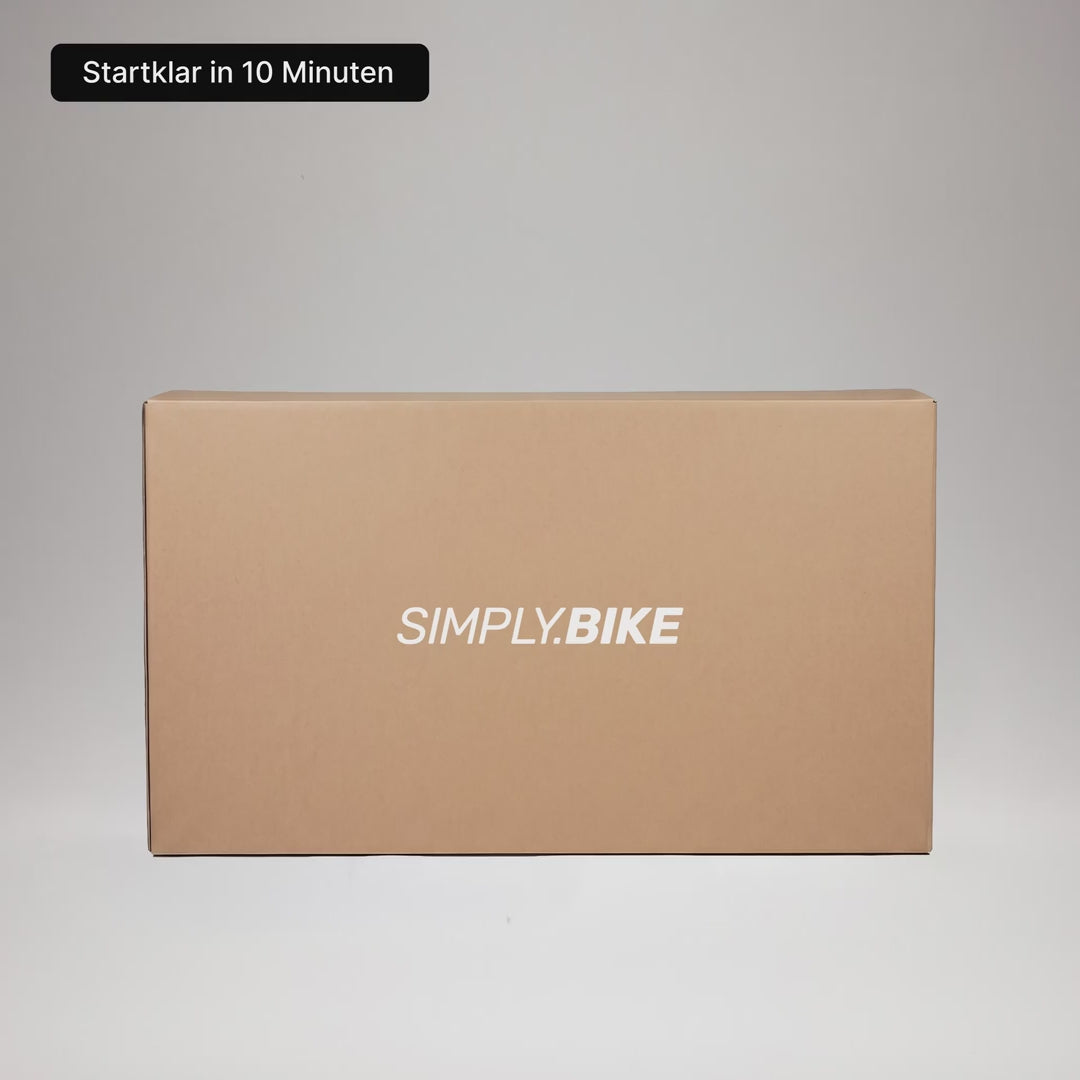 Weißes Simply.Lift EP6 Longtail E-Lastenrad in 10 Minuten aufgebaut.