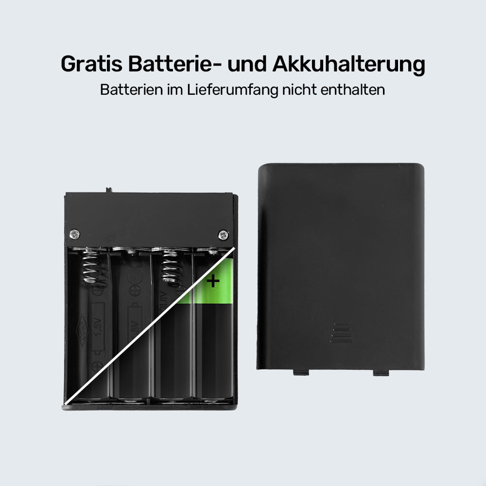 Großer Rucksack mit LED-Lichtleiste und Batterie- und Akkuhalterung.