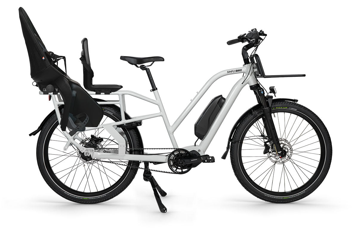 Simply.Lift EP6 E-Lastenrad mit Qibbel Air Und Qibbel Junior 6+ Kindersitzen.