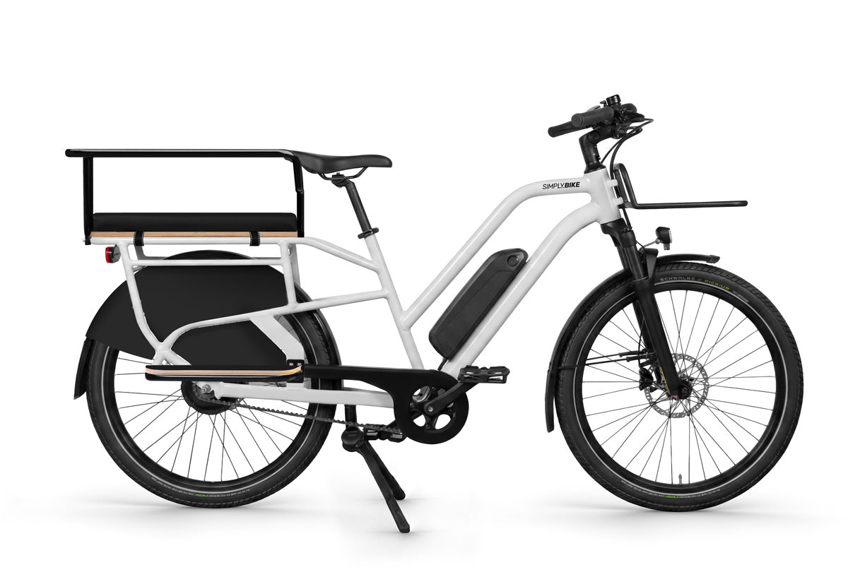 Simply.Lift URBAN E-Lastenrad mit gepolsterter Sitzbank für größere Kinder