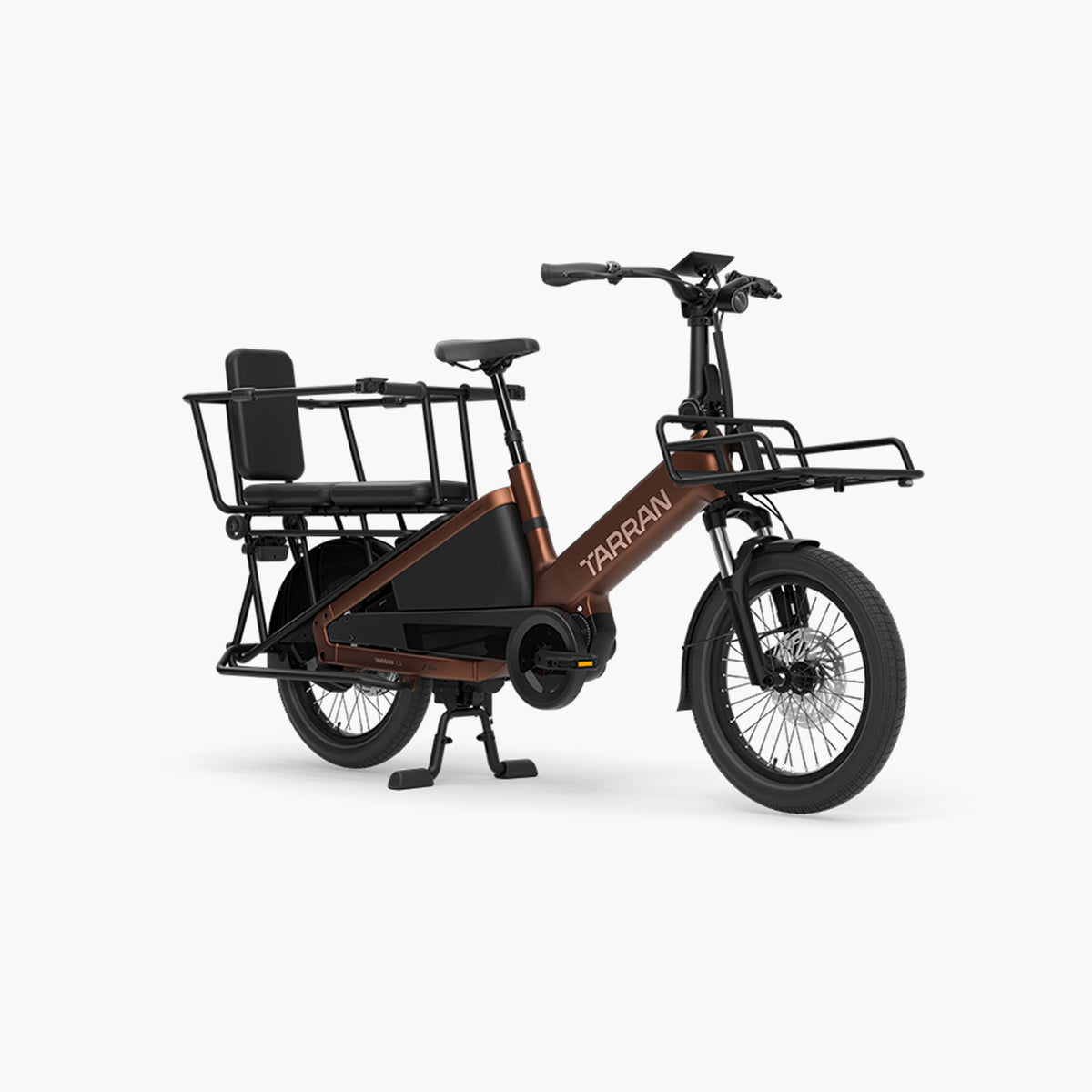Tarran L1 Longtail E-Lastenrad in Seitenansicht mit verlängertem Gepäckträger