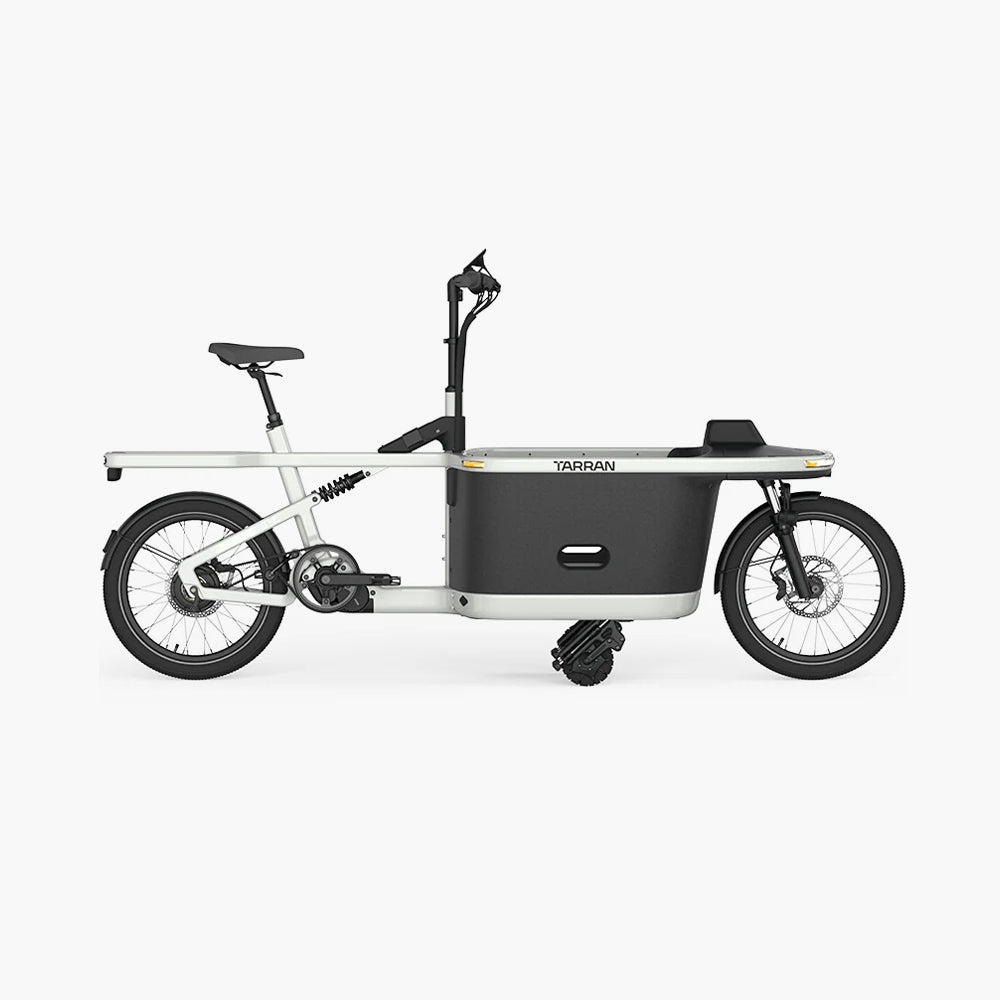 Tarran T1 Pro Frontloader E-Lastenrad in Beige Seitenansicht